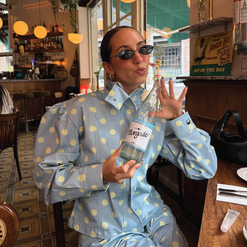 Polka dot jacket- Light blue