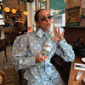 Polka dot jacket- Light blue
