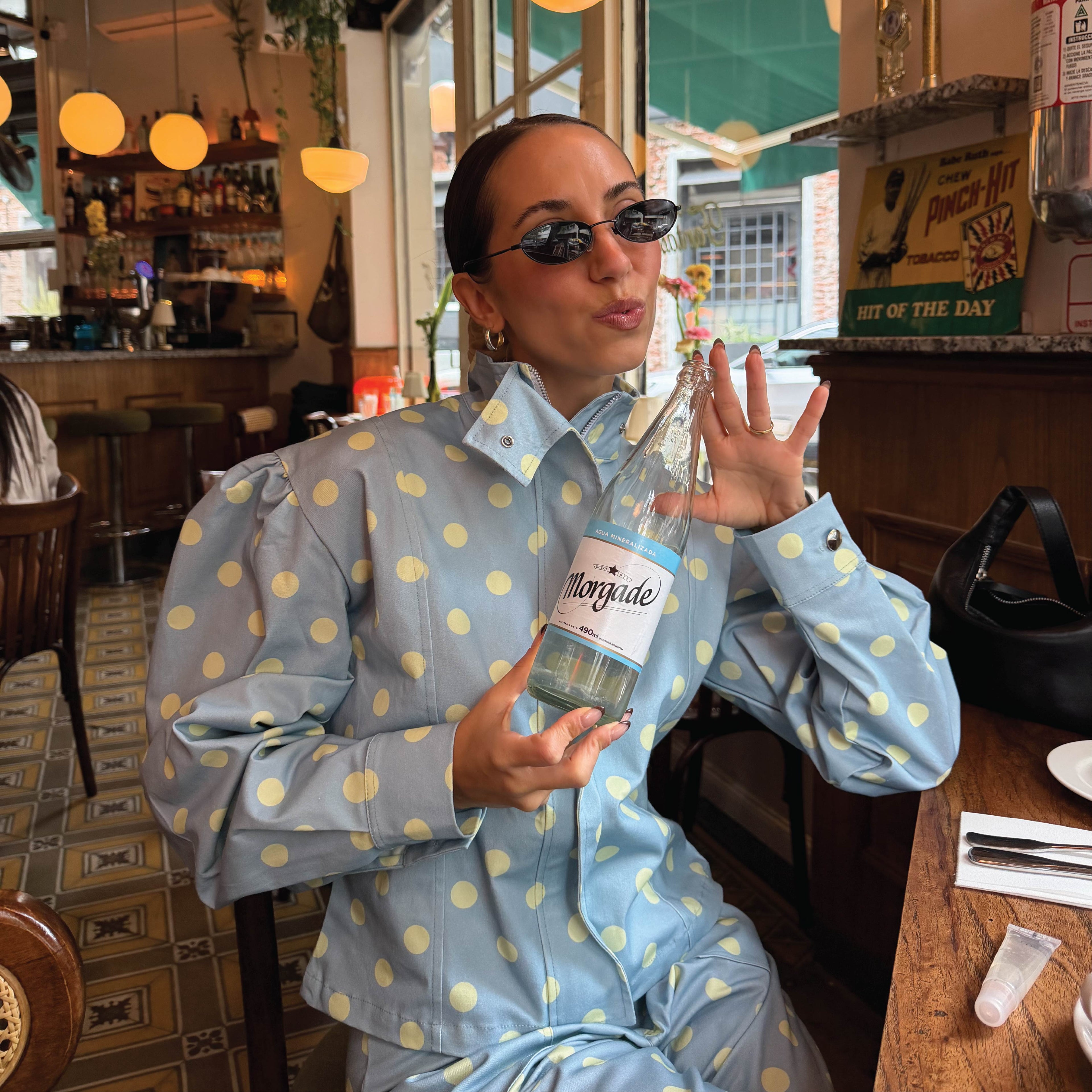 Polka dot jacket- Light blue