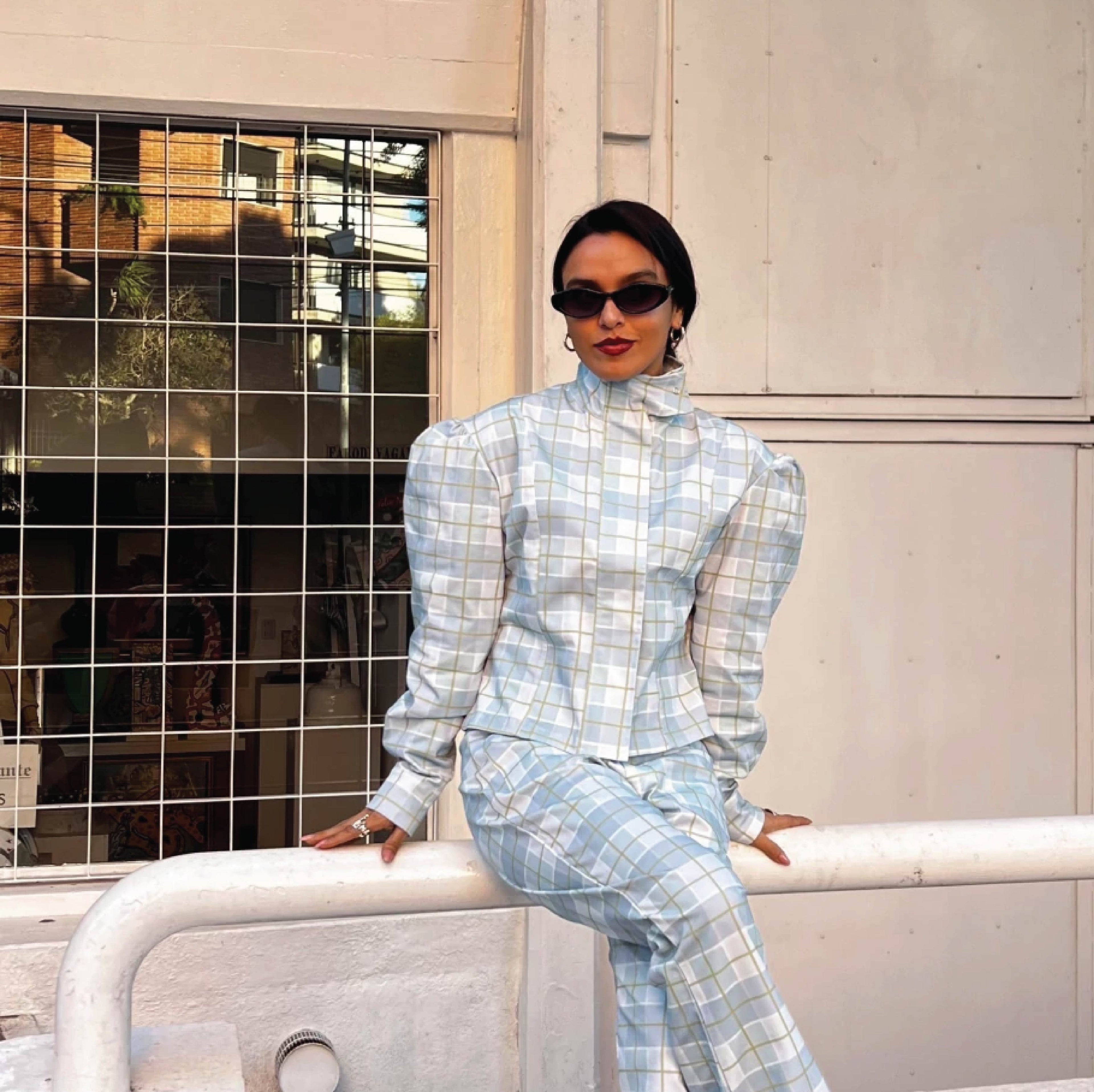Plaid jacket- Light blue
